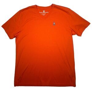 Psycho Bunny V Neck Orange Tee T shirt 100% Pima‎ Cotton Size 7 Men's XL